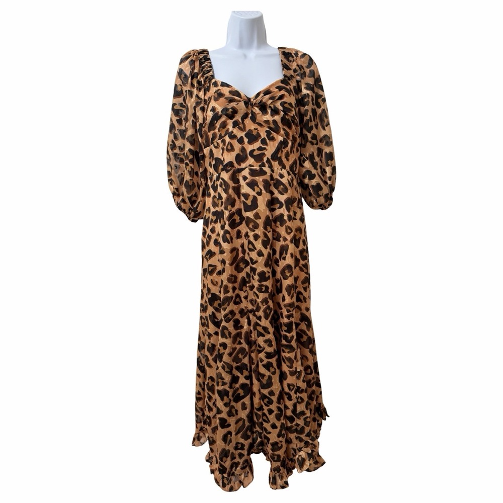 Anthropologie Hutch Animal Print Midi Dress Size XS Brown Special Occasion‎ NWT